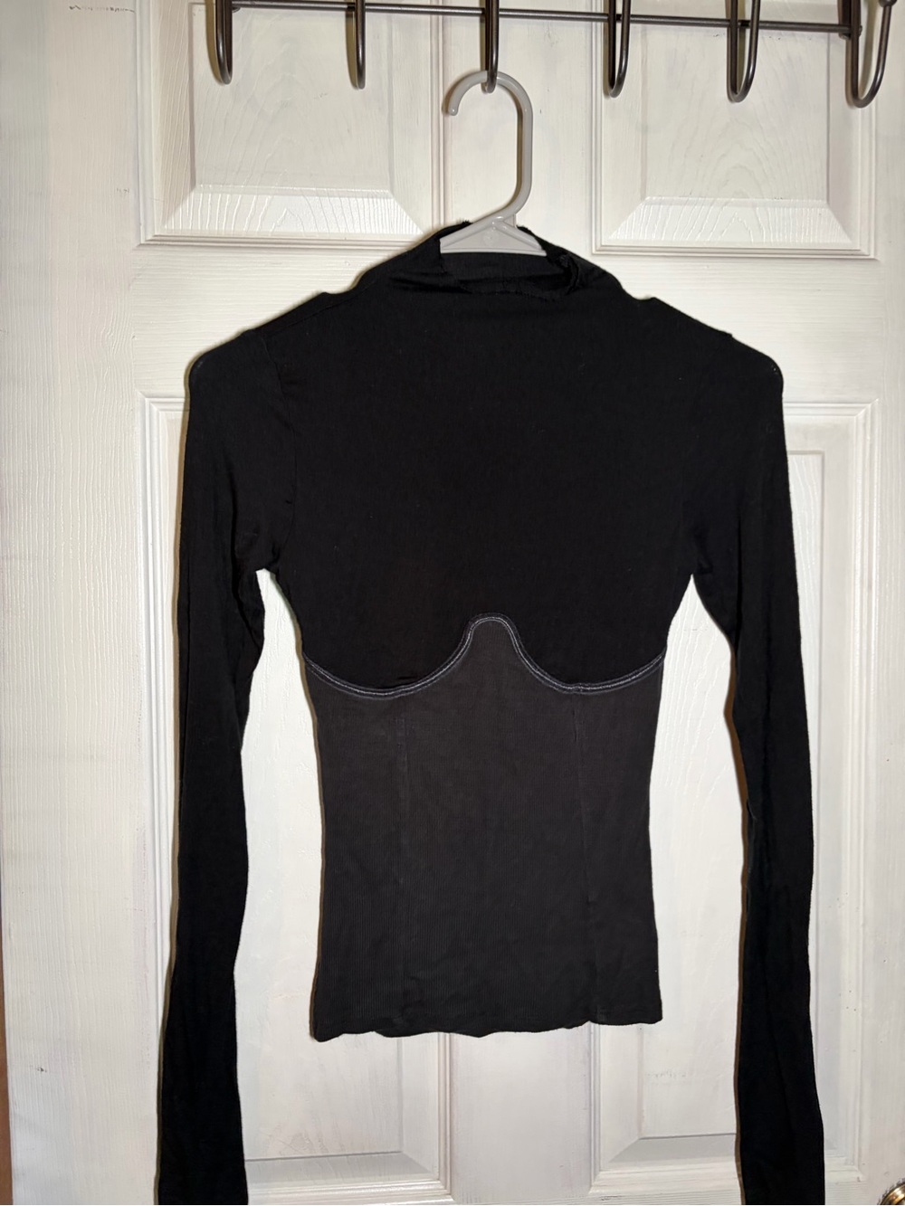 Black Long-Sleeve Mock Neck Top